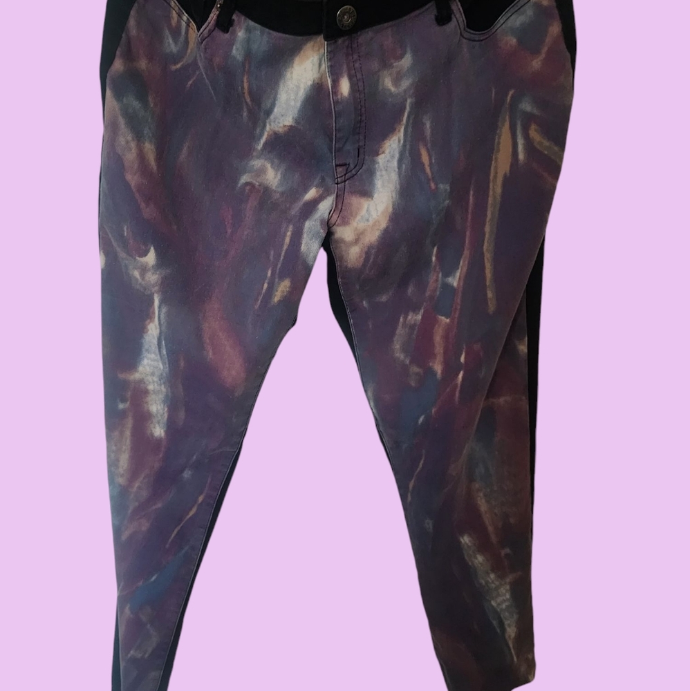 Ashley Stewart Black and Tie dye Jeans